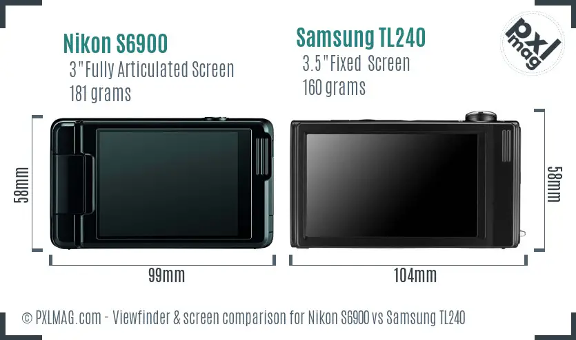 Nikon S6900 vs Samsung TL240 Screen and Viewfinder comparison Nikon S6900 vs Samsung TL240 Screen and Viewfinder comparison