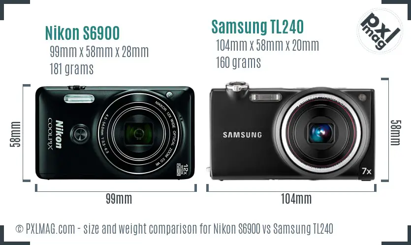 Nikon S6900 vs Samsung TL240 size comparison Nikon S6900 vs Samsung TL240 size comparison