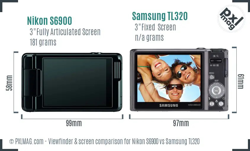 Nikon S6900 vs Samsung TL320 Screen and Viewfinder comparison