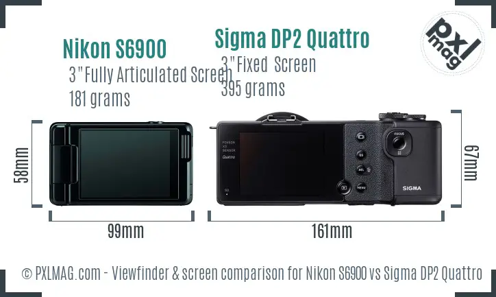 Nikon S6900 vs Sigma DP2 Quattro Screen and Viewfinder comparison