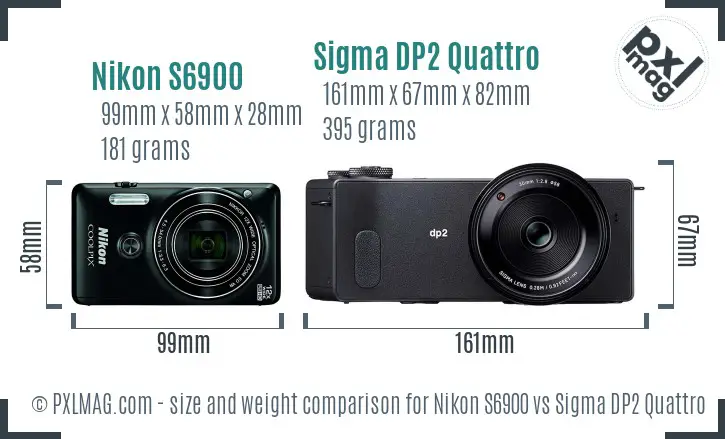 Nikon S6900 vs Sigma DP2 Quattro size comparison