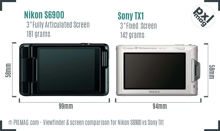 Nikon S6900 vs Sony TX1 Screen and Viewfinder comparison