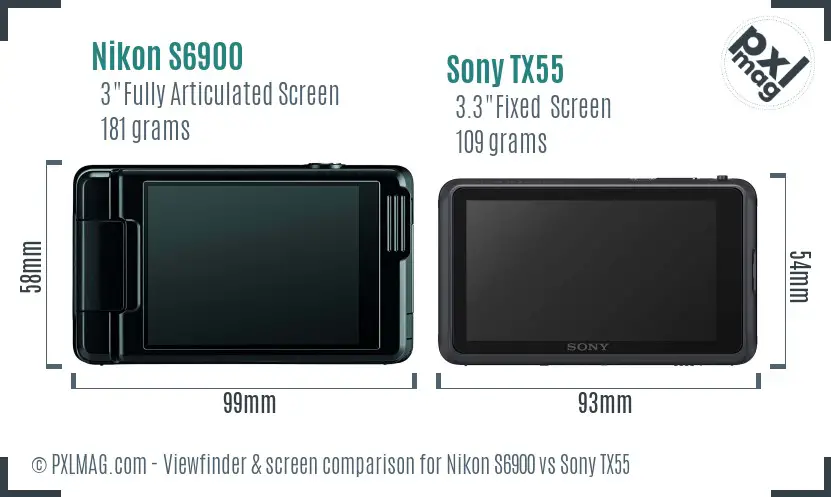 Nikon S6900 vs Sony TX55 Screen and Viewfinder comparison