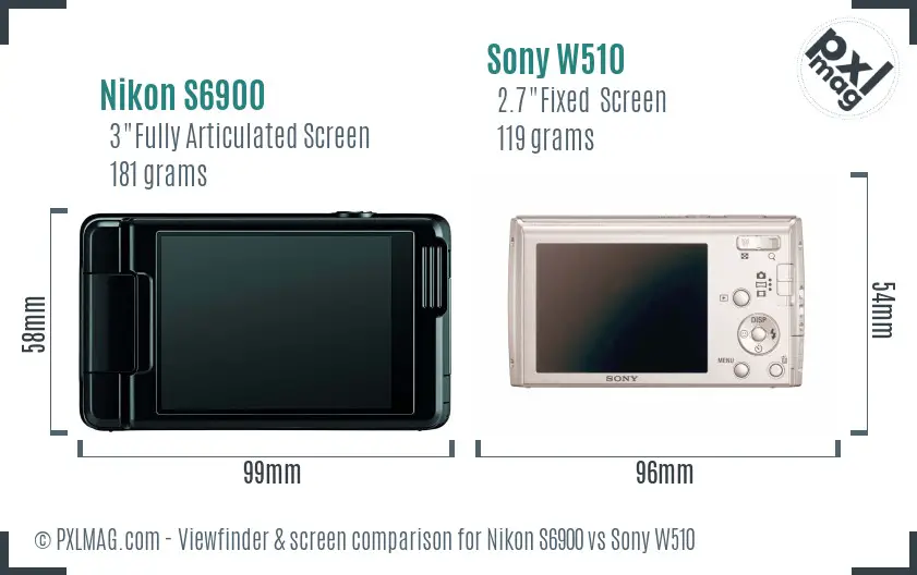Nikon S6900 vs Sony W510 Screen and Viewfinder comparison Nikon S6900 vs Sony W510 Screen and Viewfinder comparison
