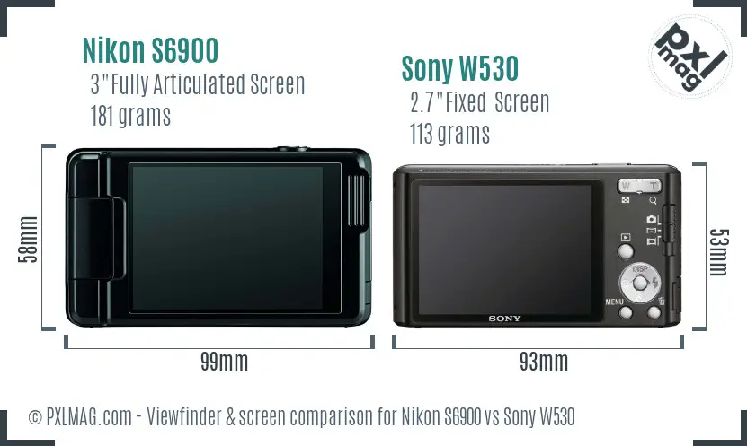 Nikon S6900 vs Sony W530 Screen and Viewfinder comparison Nikon S6900 vs Sony W530 Screen and Viewfinder comparison