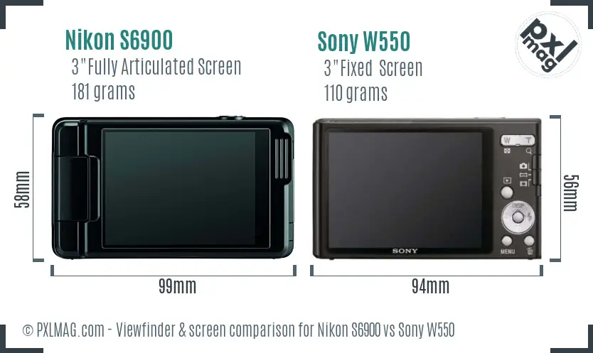 Nikon S6900 vs Sony W550 Screen and Viewfinder comparison Nikon S6900 vs Sony W550 Screen and Viewfinder comparison