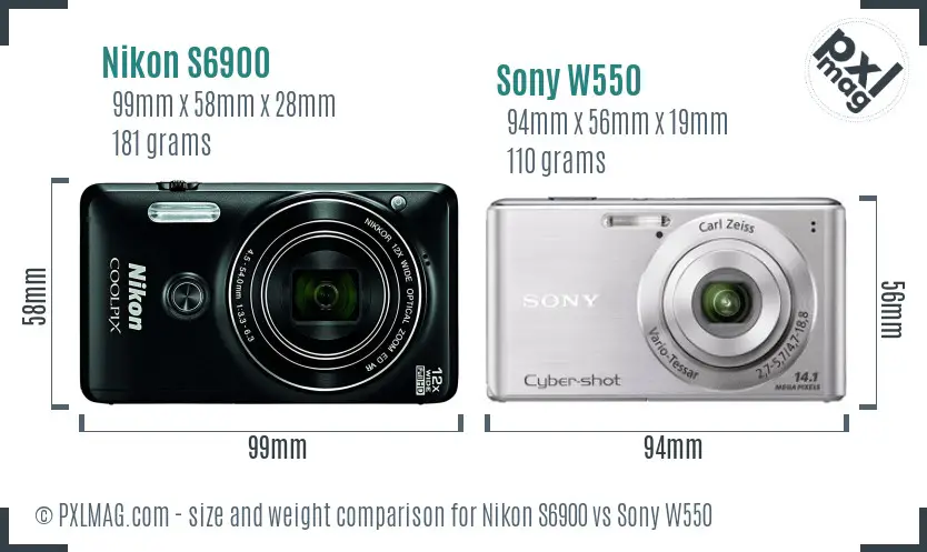 Nikon S6900 vs Sony W550 size comparison Nikon S6900 vs Sony W550 size comparison