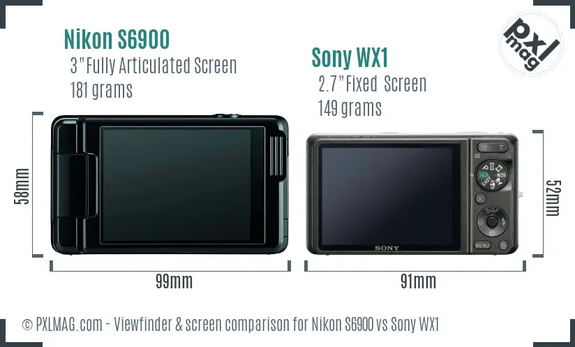 Nikon S6900 vs Sony WX1 Screen and Viewfinder comparison