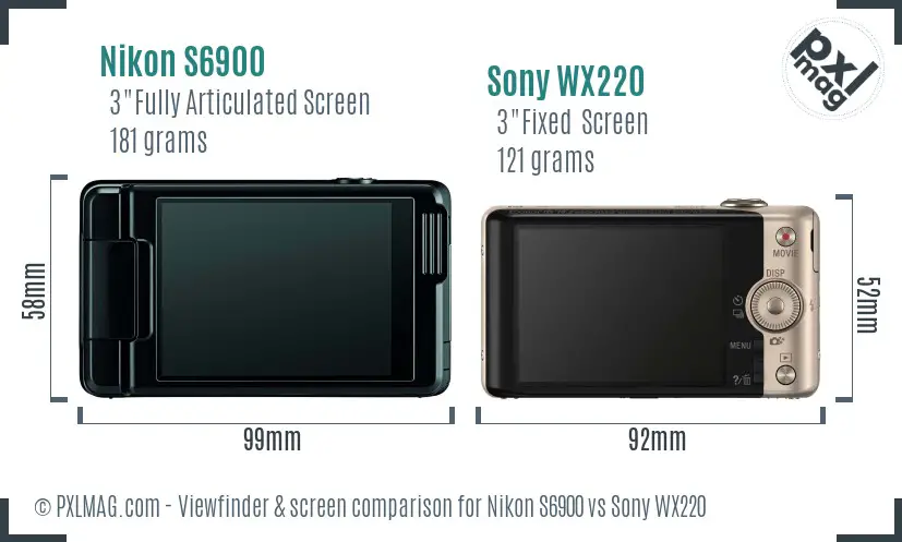 Nikon S6900 vs Sony WX220 Screen and Viewfinder comparison