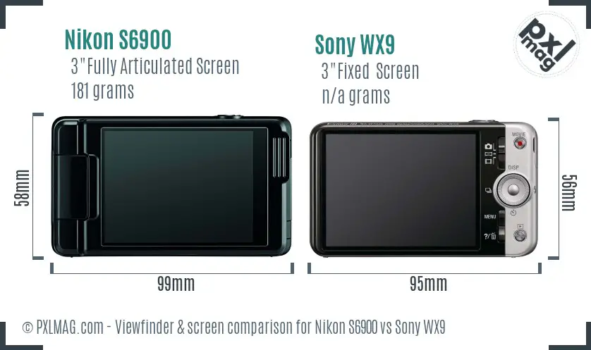 Nikon S6900 vs Sony WX9 Screen and Viewfinder comparison Nikon S6900 vs Sony WX9 Screen and Viewfinder comparison