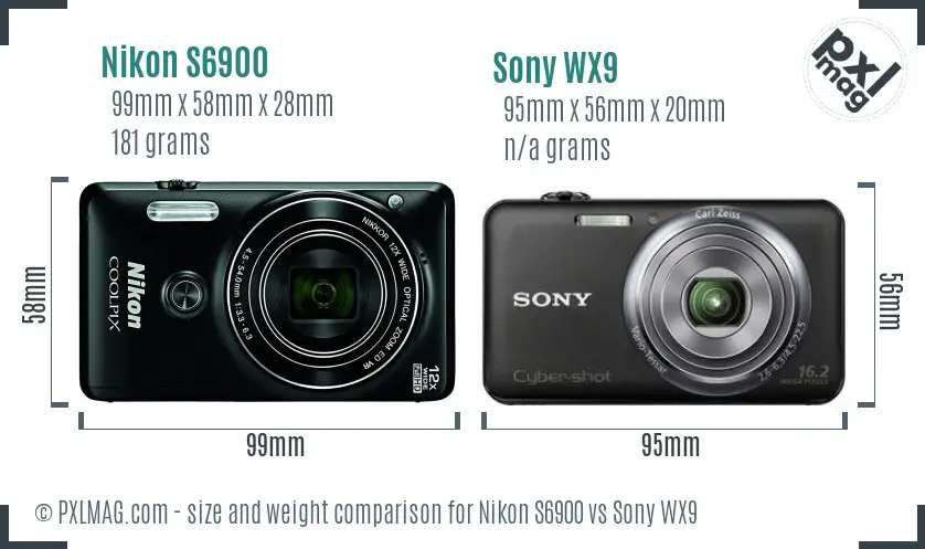 Nikon S6900 vs Sony WX9 size comparison Nikon S6900 vs Sony WX9 size comparison