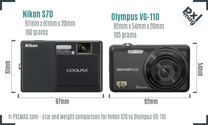 Nikon S70 vs Olympus VG-110 size comparison