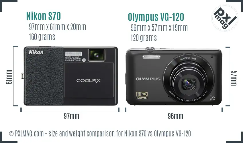Nikon S70 vs Olympus VG-120 size comparison