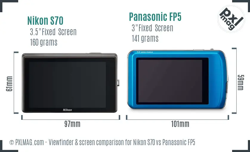Nikon S70 vs Panasonic FP5 Screen and Viewfinder comparison