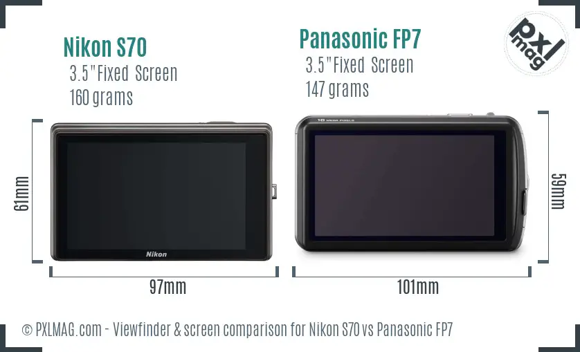 Nikon S70 vs Panasonic FP7 Screen and Viewfinder comparison