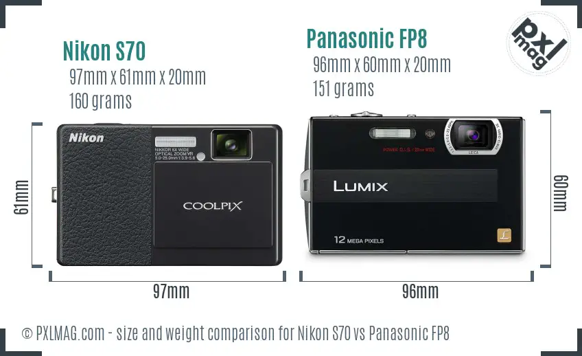 Nikon S70 vs Panasonic FP8 size comparison