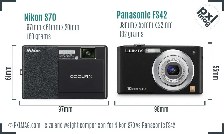 Nikon S70 vs Panasonic FS42 size comparison