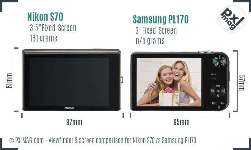 Nikon S70 vs Samsung PL170 Screen and Viewfinder comparison Nikon S70 vs Samsung PL170 Screen and Viewfinder comparison