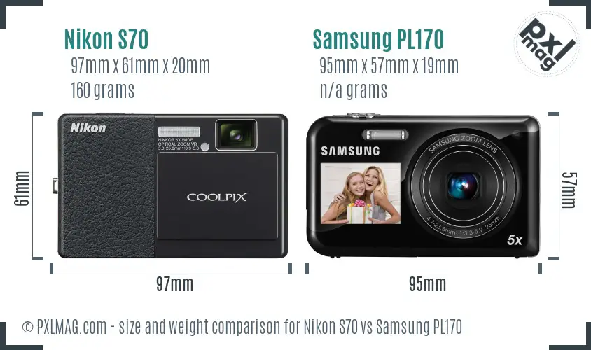 Nikon S70 vs Samsung PL170 size comparison Nikon S70 vs Samsung PL170 size comparison