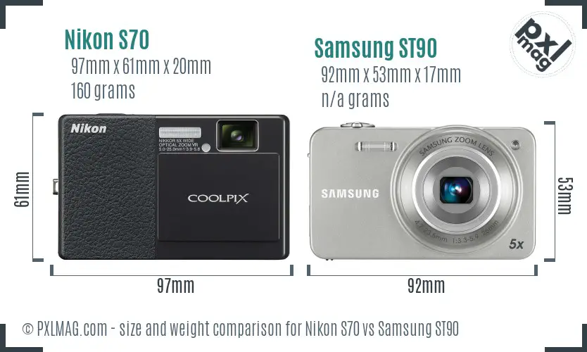 Nikon S70 vs Samsung ST90 size comparison