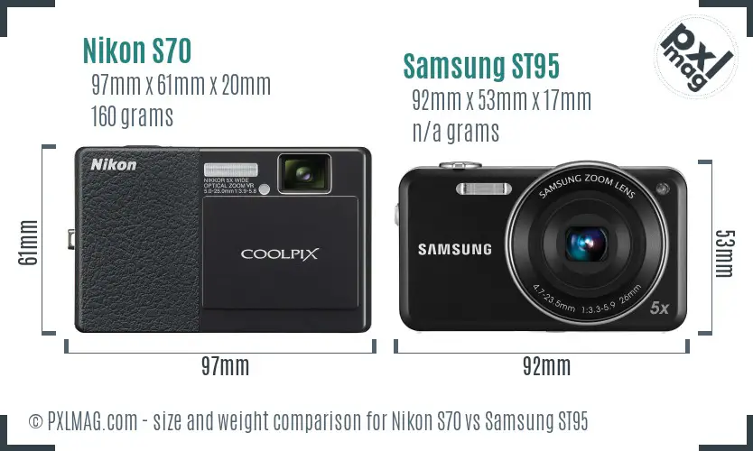 Nikon S70 vs Samsung ST95 size comparison