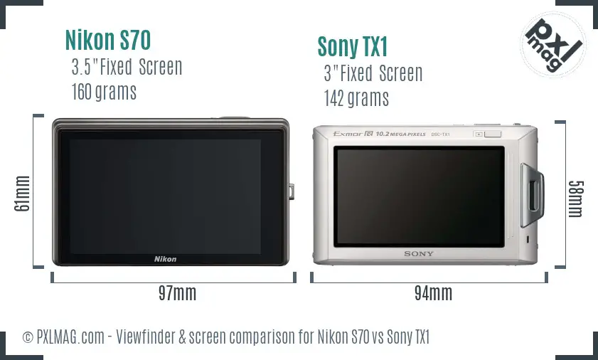 Nikon S70 vs Sony TX1 Screen and Viewfinder comparison Nikon S70 vs Sony TX1 Screen and Viewfinder comparison
