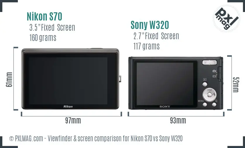 Nikon S70 vs Sony W320 Screen and Viewfinder comparison Nikon S70 vs Sony W320 Screen and Viewfinder comparison