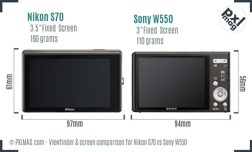 Nikon S70 vs Sony W550 Screen and Viewfinder comparison Nikon S70 vs Sony W550 Screen and Viewfinder comparison