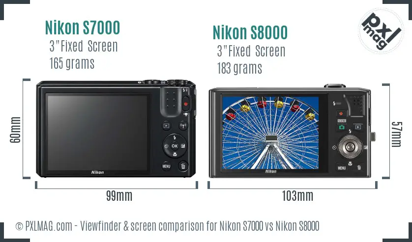 Nikon S7000 vs Nikon S8000 Screen and Viewfinder comparison Nikon S7000 vs Nikon S8000 Screen and Viewfinder comparison