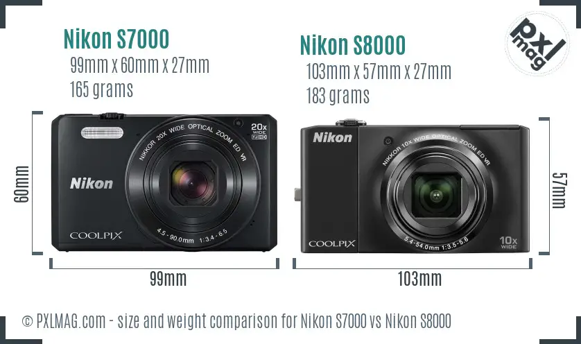 Nikon S7000 vs Nikon S8000 size comparison Nikon S7000 vs Nikon S8000 size comparison