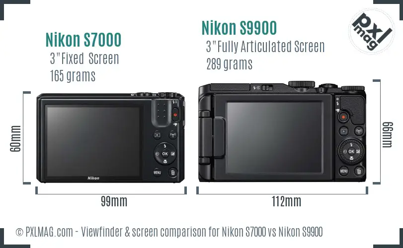Nikon S7000 vs Nikon S9900 Screen and Viewfinder comparison Nikon S7000 vs Nikon S9900 Screen and Viewfinder comparison
