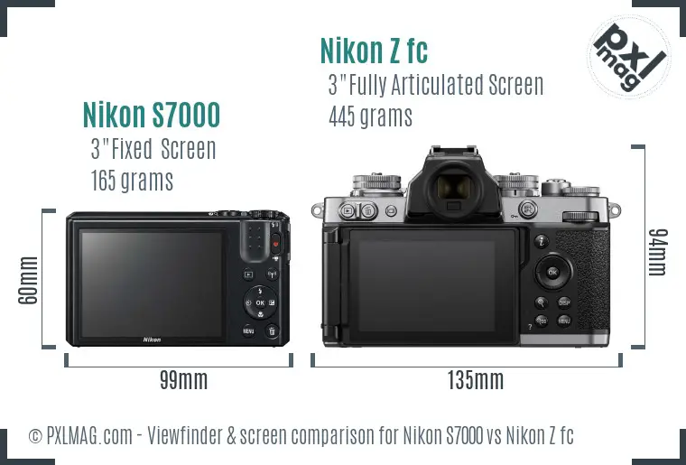 Nikon S7000 vs Nikon Z fc Screen and Viewfinder comparison Nikon S7000 vs Nikon Z fc Screen and Viewfinder comparison