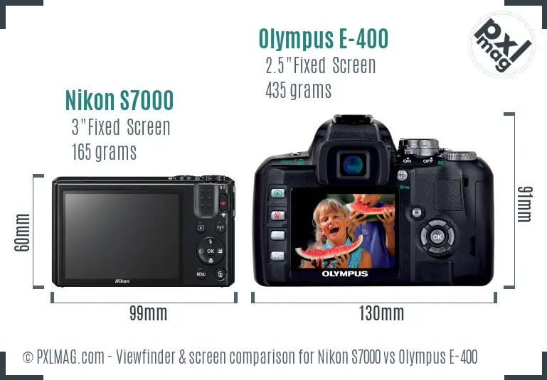Nikon S7000 vs Olympus E-400 Screen and Viewfinder comparison