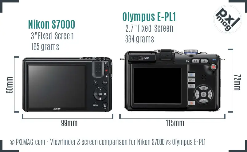 Nikon S7000 vs Olympus E-PL1 Screen and Viewfinder comparison