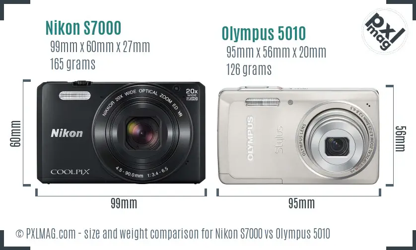 Nikon S7000 vs Olympus 5010 size comparison