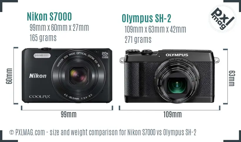 Nikon S7000 vs Olympus SH-2 size comparison