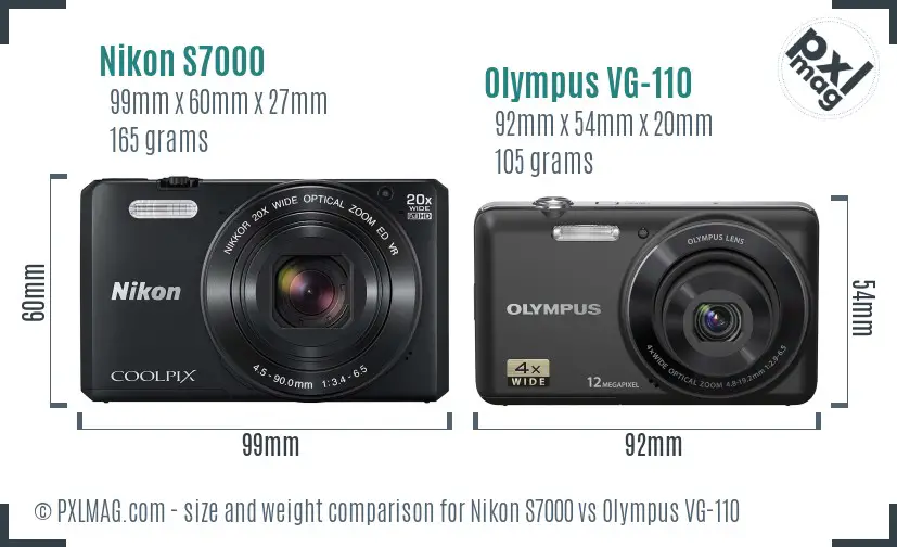 Nikon S7000 vs Olympus VG-110 size comparison