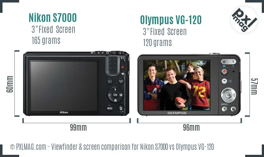 Nikon S7000 vs Olympus VG-120 Screen and Viewfinder comparison