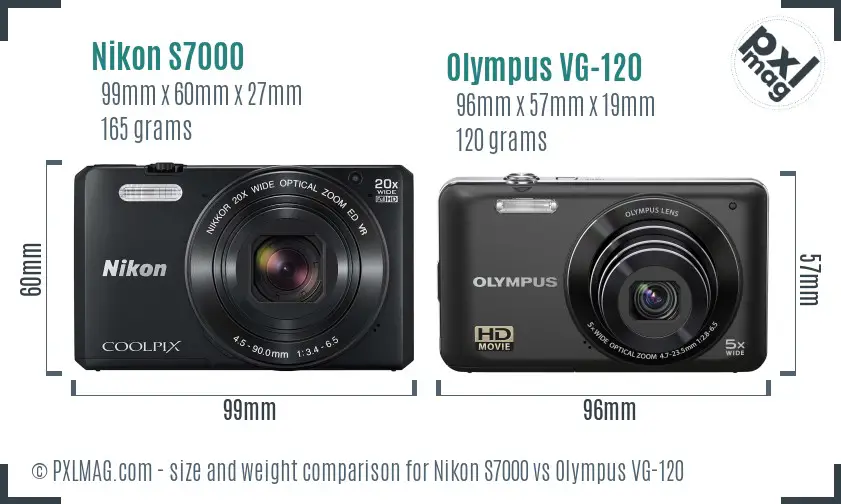 Nikon S7000 vs Olympus VG-120 size comparison