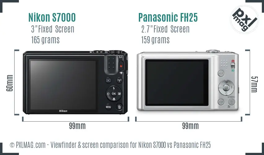 Nikon S7000 vs Panasonic FH25 Screen and Viewfinder comparison