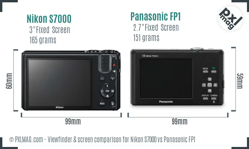 Nikon S7000 vs Panasonic FP1 Screen and Viewfinder comparison
