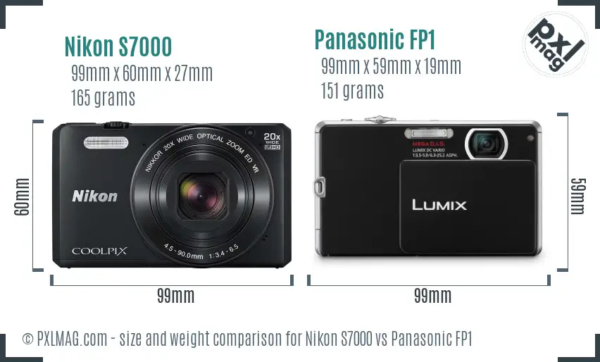 Nikon S7000 vs Panasonic FP1 size comparison