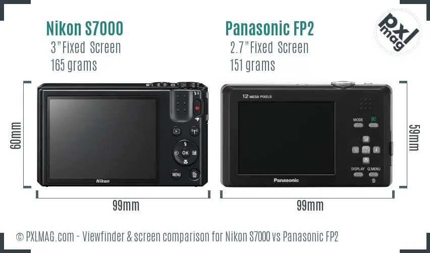 Nikon S7000 vs Panasonic FP2 Screen and Viewfinder comparison