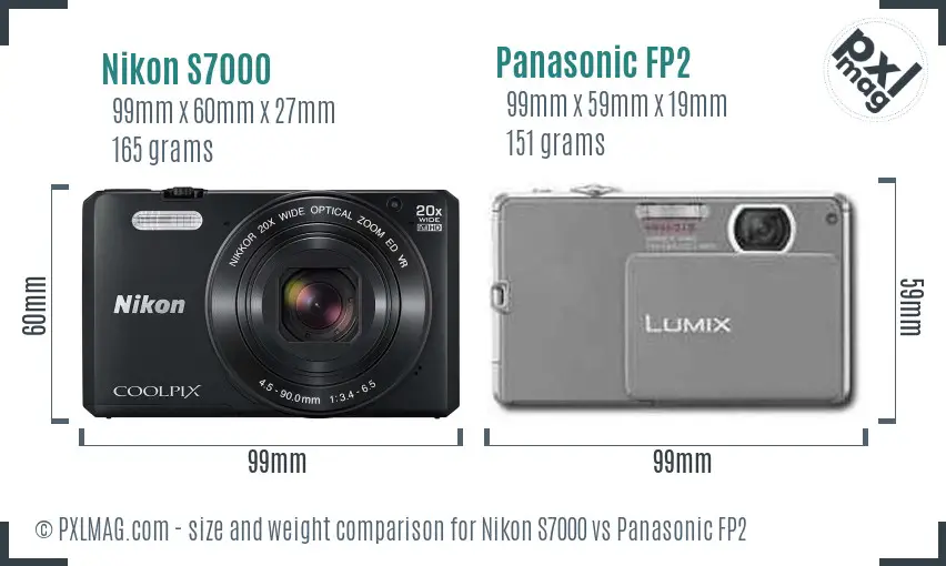 Nikon S7000 vs Panasonic FP2 size comparison