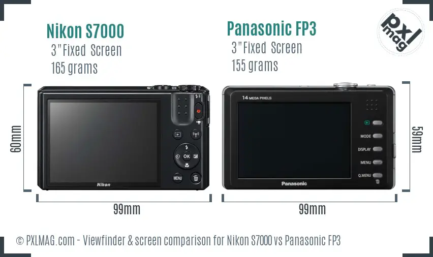 Nikon S7000 vs Panasonic FP3 Screen and Viewfinder comparison