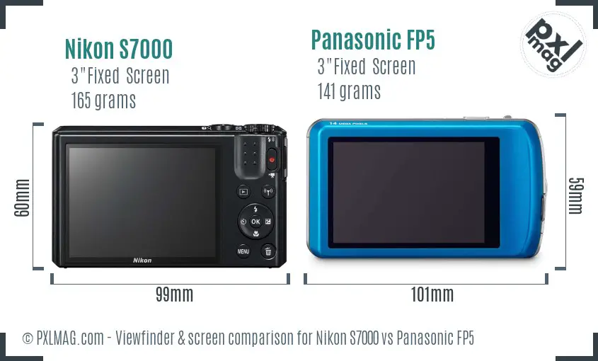 Nikon S7000 vs Panasonic FP5 Screen and Viewfinder comparison
