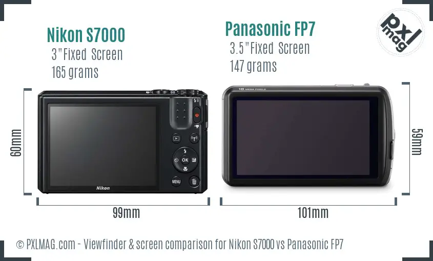 Nikon S7000 vs Panasonic FP7 Screen and Viewfinder comparison