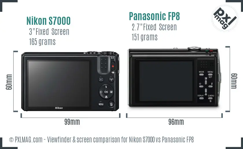 Nikon S7000 vs Panasonic FP8 Screen and Viewfinder comparison