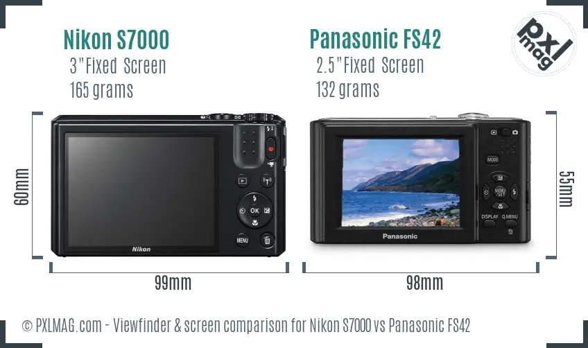 Nikon S7000 vs Panasonic FS42 Screen and Viewfinder comparison