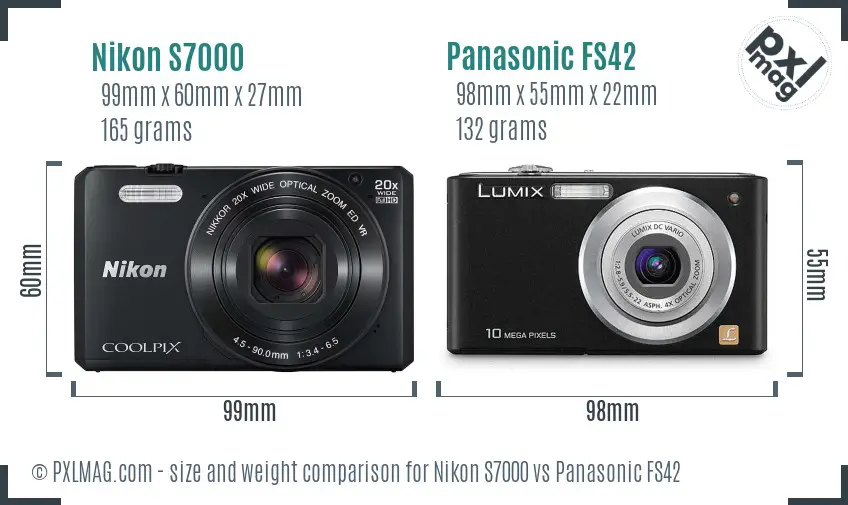Nikon S7000 vs Panasonic FS42 size comparison